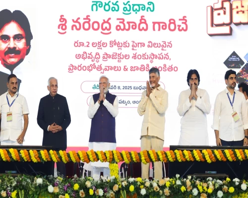 PM Modi lays foundation stone, inaugurates development works worth over Rs 2 lakh cr in Visakhapatnam